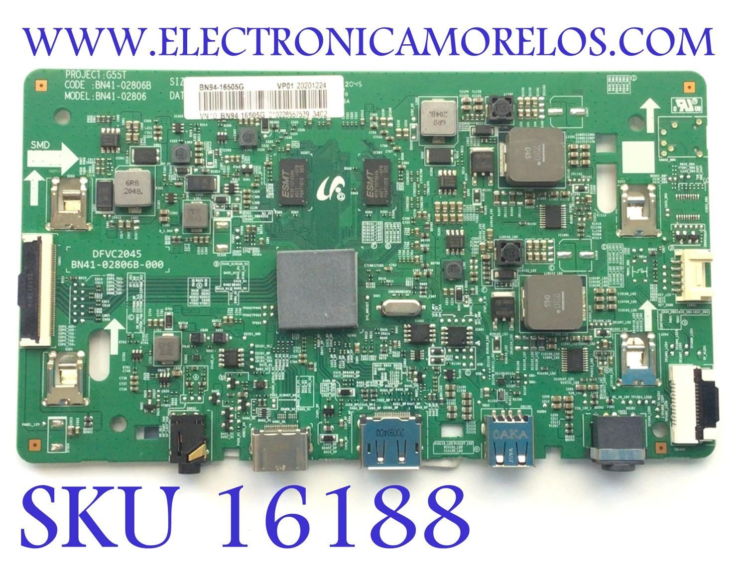 MAIN PARA MONITOR SAMSUNG / NUMERO DE PARTE BN94-16505G / BN41-02806B / BN9416505G / 06505G / PANEL CY-PT270KGHV1H / DISPLAY SG2701G01-A VER.2.1 / MODELO LC27G55YQWNXZA / C27G55TQWN / 